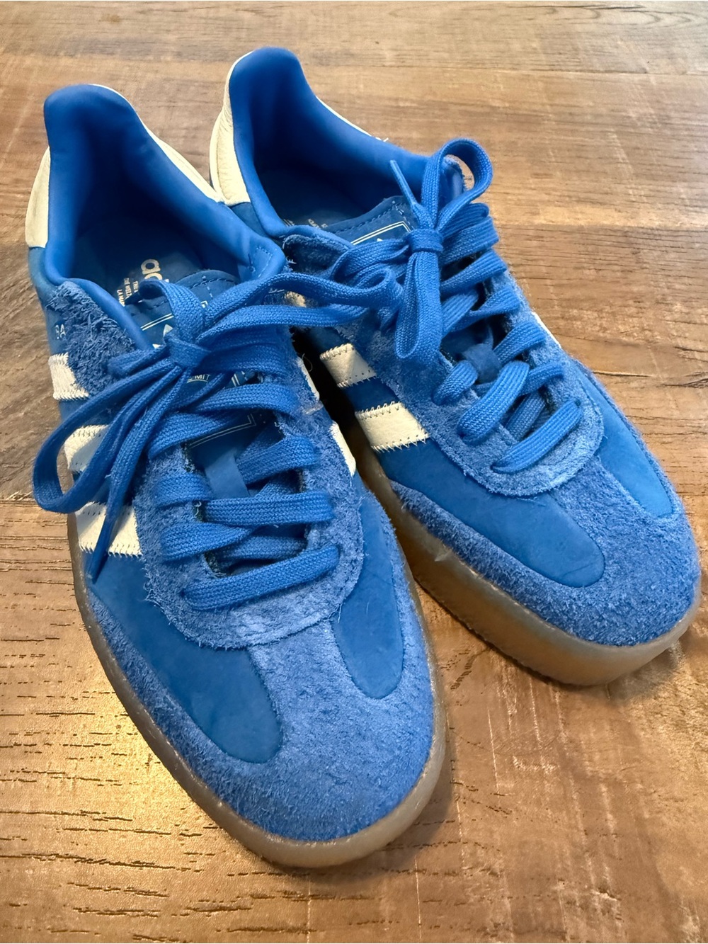 adidas Blue Suede Samba Sneakers with White Stripes - Picture 5 of 7